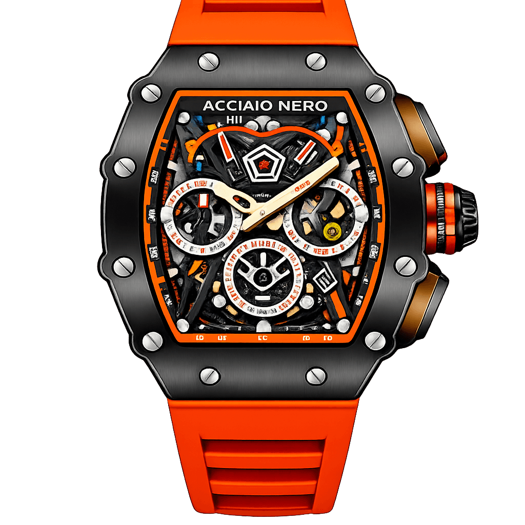 Acciaio Nero Watch — Black On Orange
